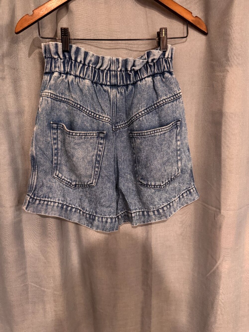 Isabel Marant Étoile Titea Denim Shorts Size 36 Light Blue Paperbag - Picture 2 of 4